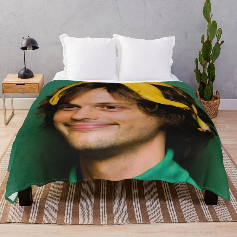 Matthew Gray Gubler With A Banana Blanket Flannel Autumn/Winter Warm Throw Blankets for Bedding Sofa Travel Cinema