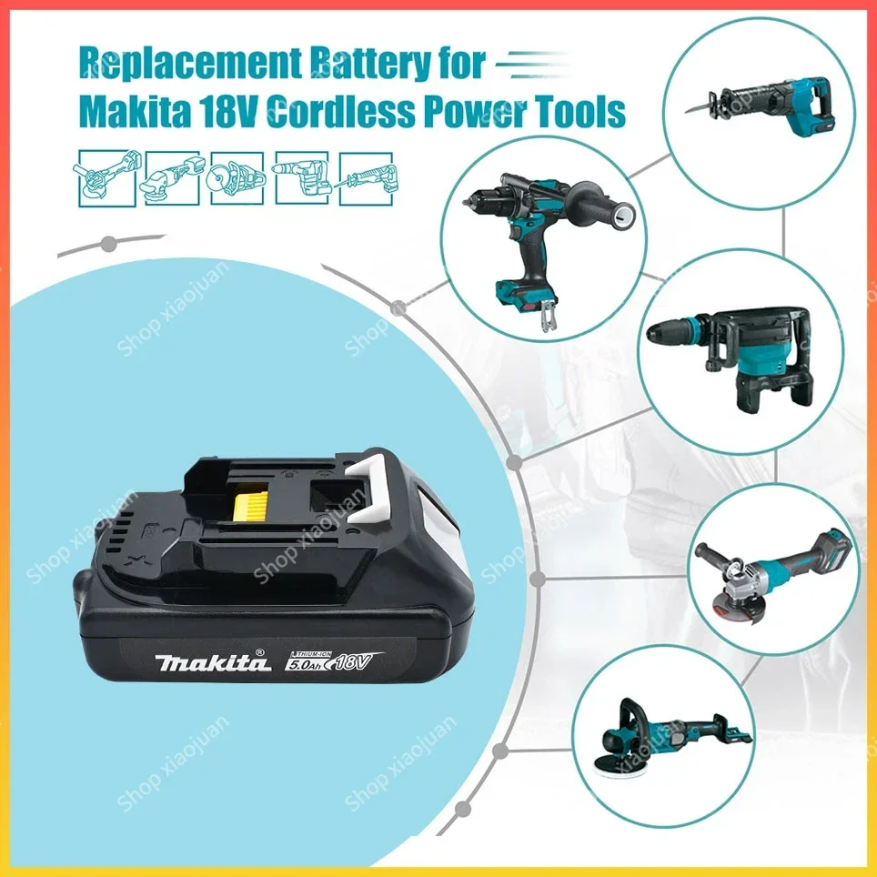 original Makita Rechargeable 18V 5.0Ah Li-Ion Battery BL1830 BL1815 BL1860 BL1840 194205-3 Replacement Power Tools Battery