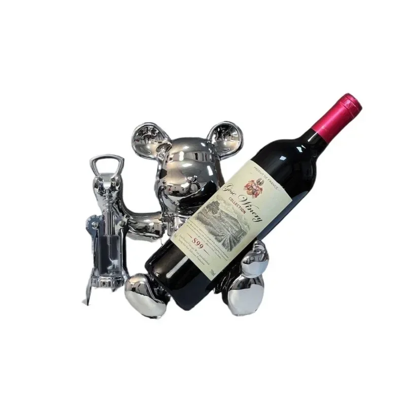 Wine bottle opener wine beer side cabinet astronaut rack Internet celebrity violence ornament bear