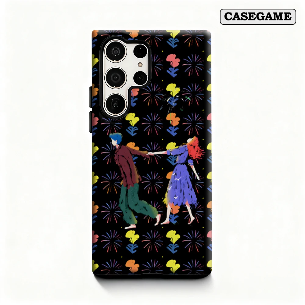 Casegame Phone Case for Samsung Galaxy S25 S26 Ultra S24 S23 Ultra Plus Shockproof Double Layer Firework Couple Art Cover