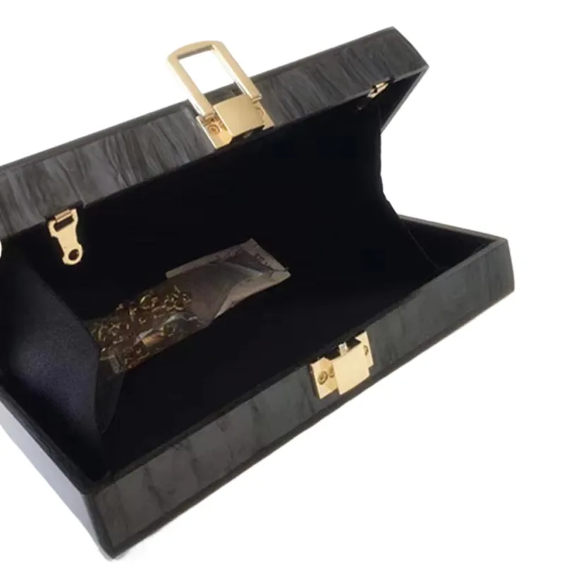 Clutches For Women Luxury Designer Acrylic Evening Purse Black Pearl Shoulder Crossbody Bags Vintage Wedding Party Chain Handbag