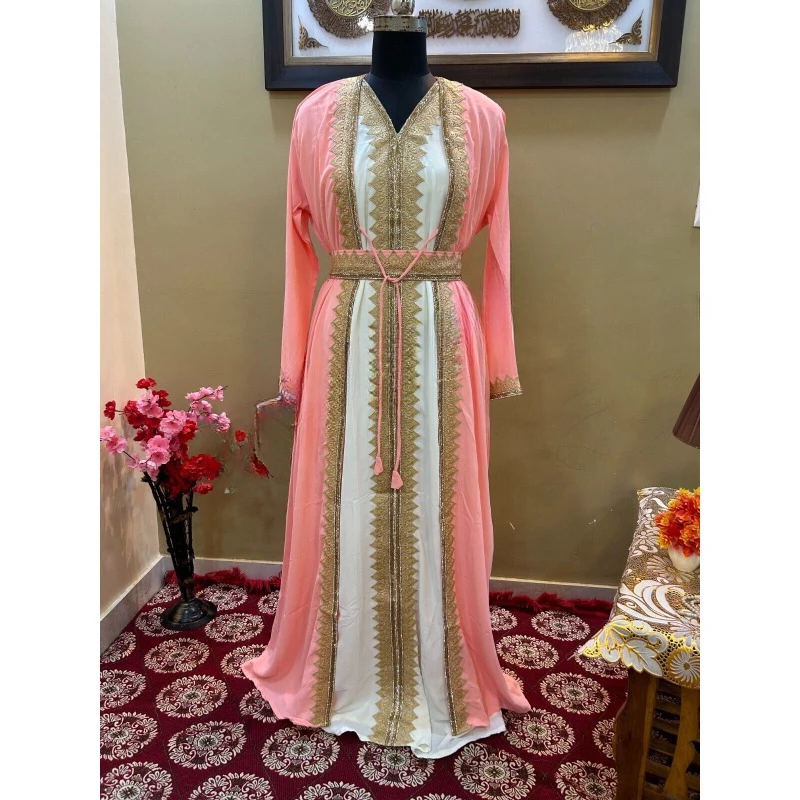 

Peach Inner jacket Kaftan African Attire Bridesmaid Party Wear Dress