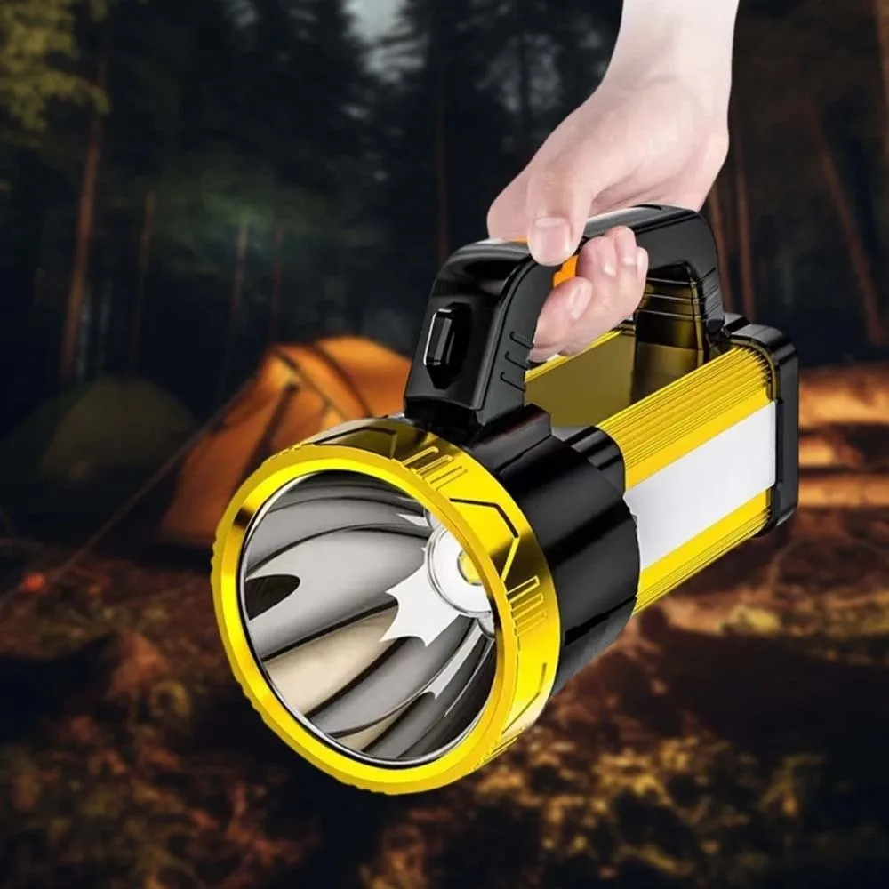 

Anti-splash Water Camping Searchlight Dimmable USB Rechargeable Handheld Spotlight 2400mAh Battery with Side Lights