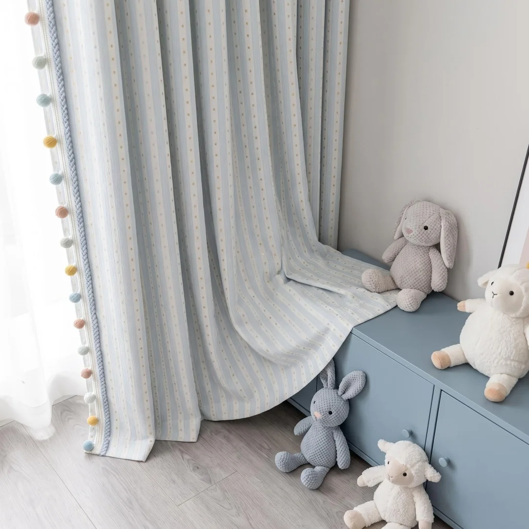 Cream wind chenille jacquard curtains children's room bedroom shading bay window high sense French luxury curtains