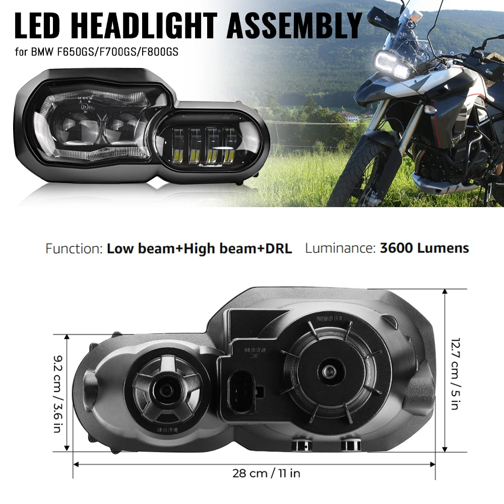 200W E-Mark Approved LED Headlight Assembly Motorcycle Front Light for BMW F800GS F800R F700GS F650GS Adventure Accessories