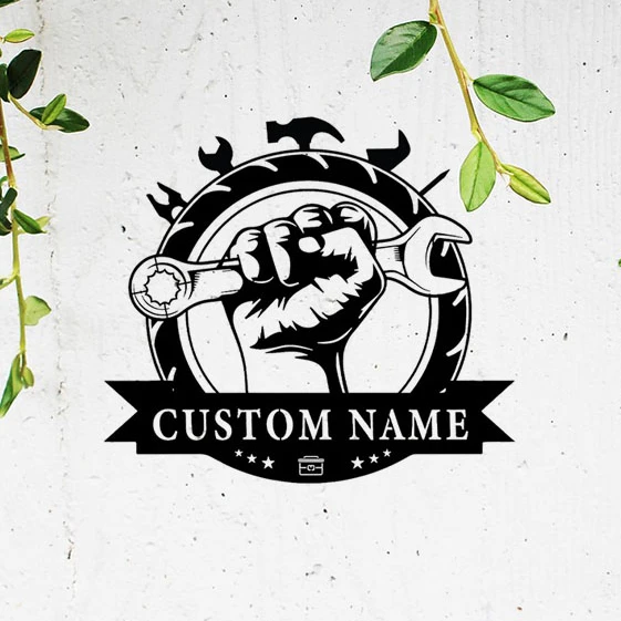 

Elevate Your Workshop Decor: 'Papas' - Branded Custom Garage Sign with Fist Gear Emblem