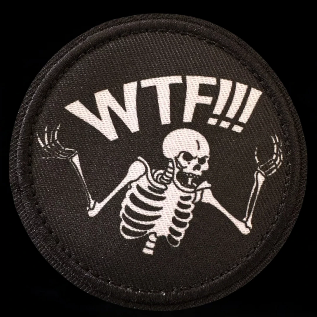 WTF!! Skull Morale Badge Patch Tactical Armband Military Army Printed Sticker for Backpack Hook and Loop Patches