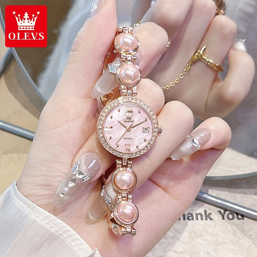 OLEVS Fashion Luxury Women's Watches Waterproof Diamond Dial Brand Quartz Watch for Lady Date Elegant Original Female Wristwatch