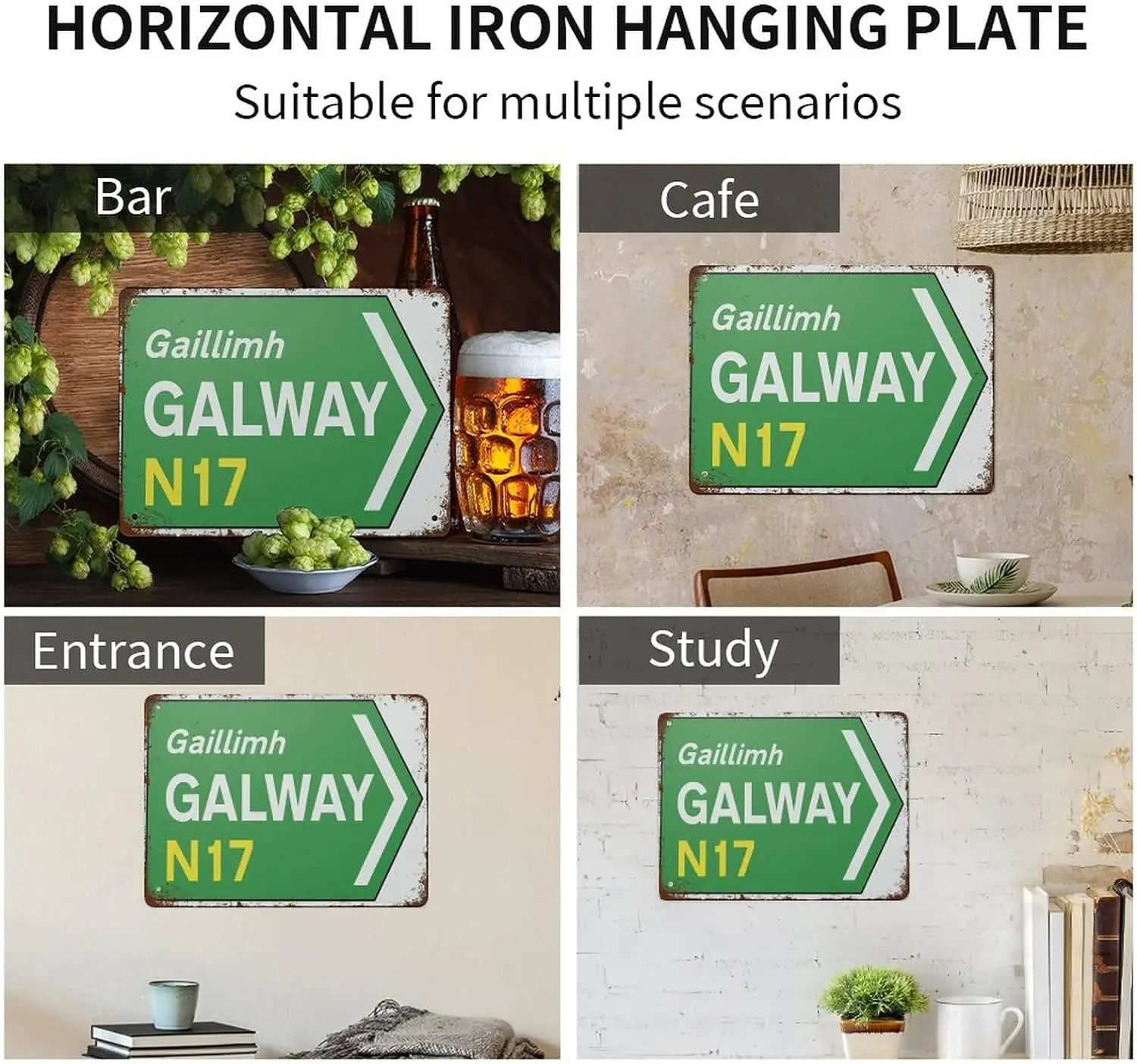 Irish Road Signs,Creative Tin Sign Skeleton, Funny Novelty Metal Sign, Vintage Wall Decor for Home Door Garden Bar