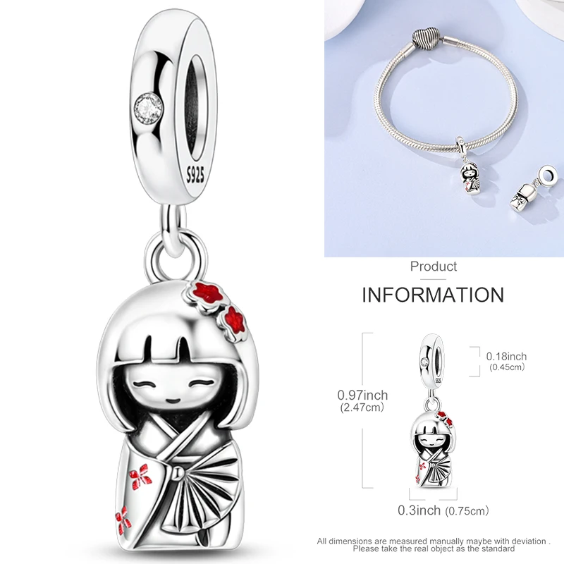 925 Sterling Silber Rosa Ballett-Mädchen Anhänger Junge Mädchen Schwestern Paare Anhänger Passend für Armband DIY Schmuck Original Mode für Frauen – Detail 19