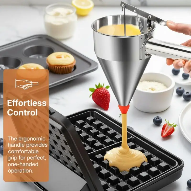 1200ml Stainless Steel Funnel Dispenser With Rack Cupcake Pancake Batter Maker Octopus Fish Ball Home Kitchen Baking Goods Tools