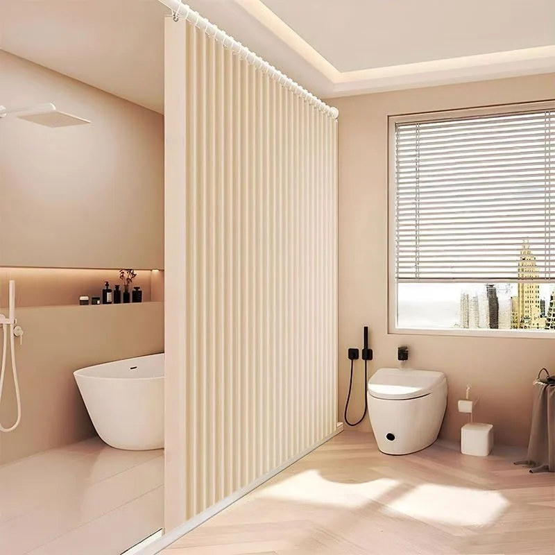 Bathroom partition curtain Toilet dry and wet separation Foldable shower curtain Shower room No punching Magnetic invisible tarp