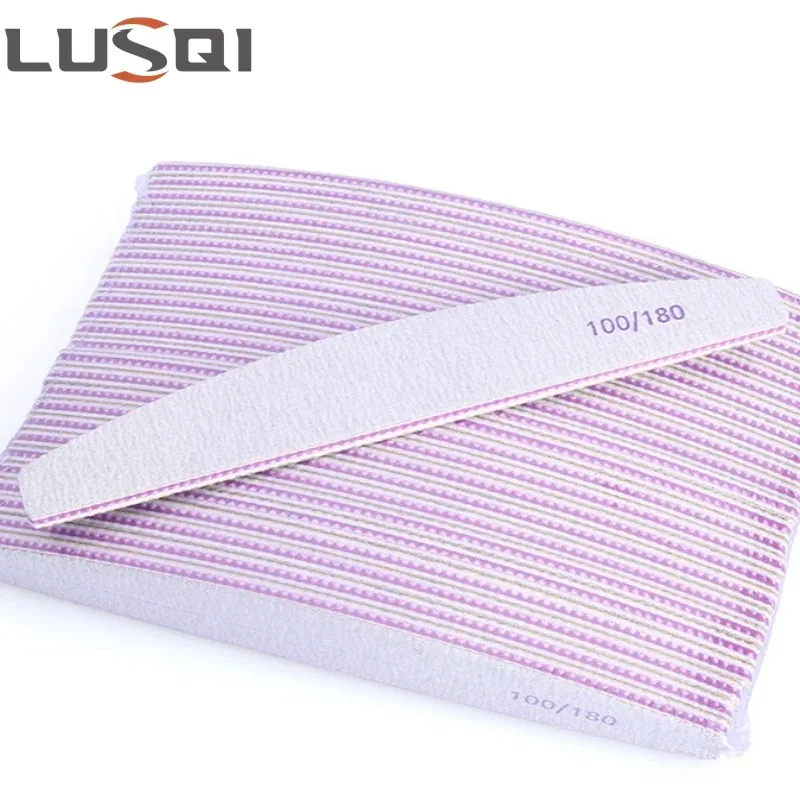 100Pcs Lot Grey Sandpaper Nail File 100/180 Double Sided Buffer Block Polisher Pedicure Manicure Nail Art Files Nails Accesorios