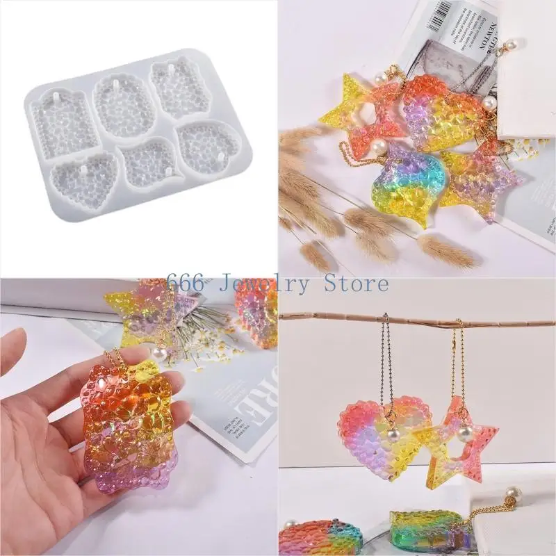 

F2TD Симпатичная сердечная круглая шармовая смола плесень силиконовая крема -плесень подвеска эпоксидная литья с отверстием DIY