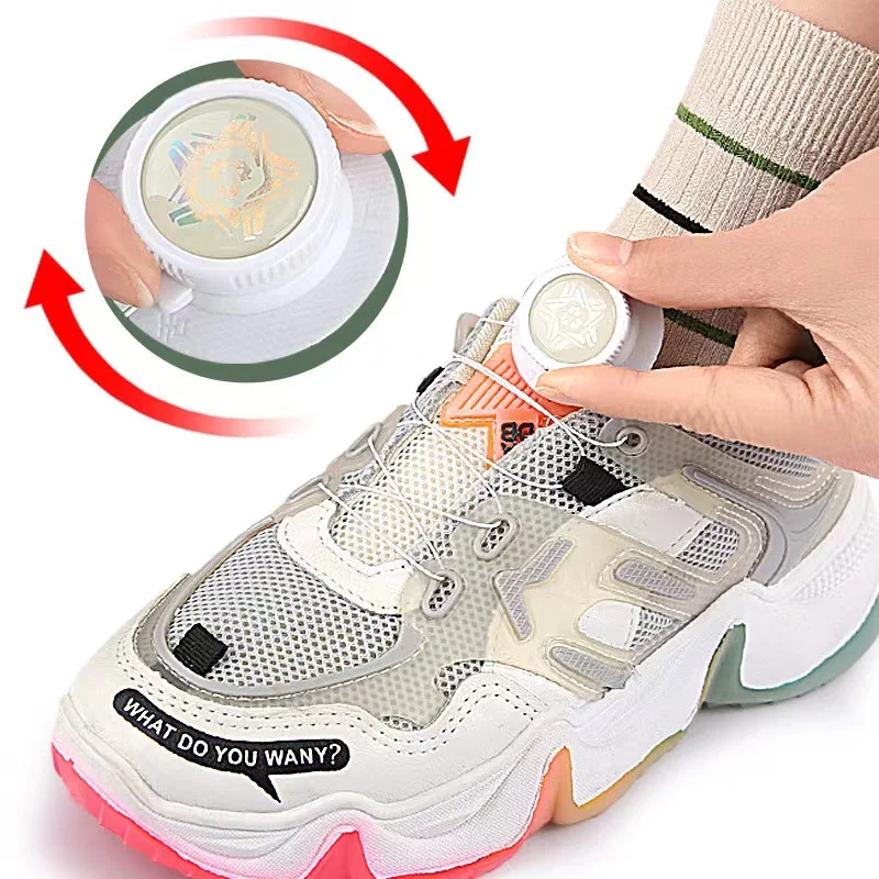 Automatic Shoelaces Without ties Swivel Buckle Elastic Laces Sneakers Adult Kids No Tie Shoe laces Thick Round Shoelace 1Pair