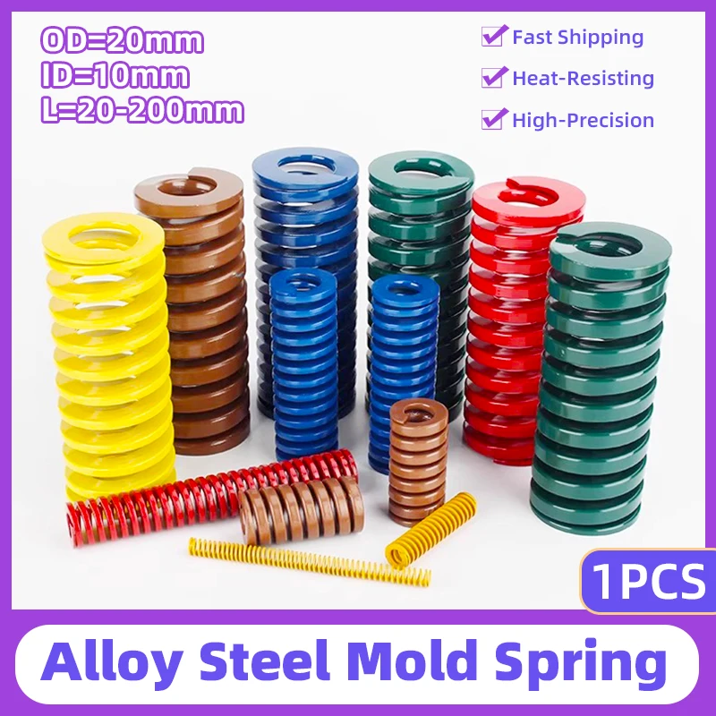 Creamily 1PCS Die Spring Outer Diameter=20mm Inner Diameter=10mm L=20-200mm Alloy Steel Spiral Stamping Compression Springs
