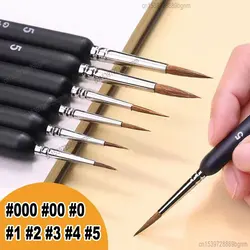 #000 #0 #1 #2 #3 #4 #5 Wolf Hair Fineliner Pen Painting Brush Fine Line Acrylic Oil Watercolor Gouache Wooden Handle Art Drawing