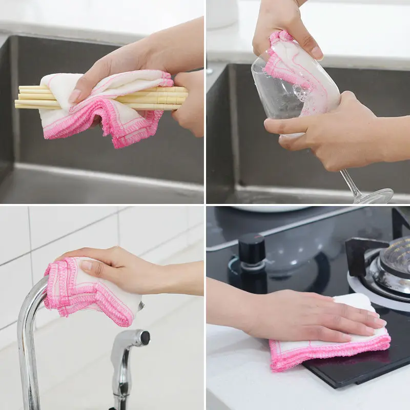 12/1pcs Kitchen Scouring Pads Super Absorbent Dishcloths Non-woven Cleaning Cloths Rags Home Dishwashing Cloth Towel Clean Tools