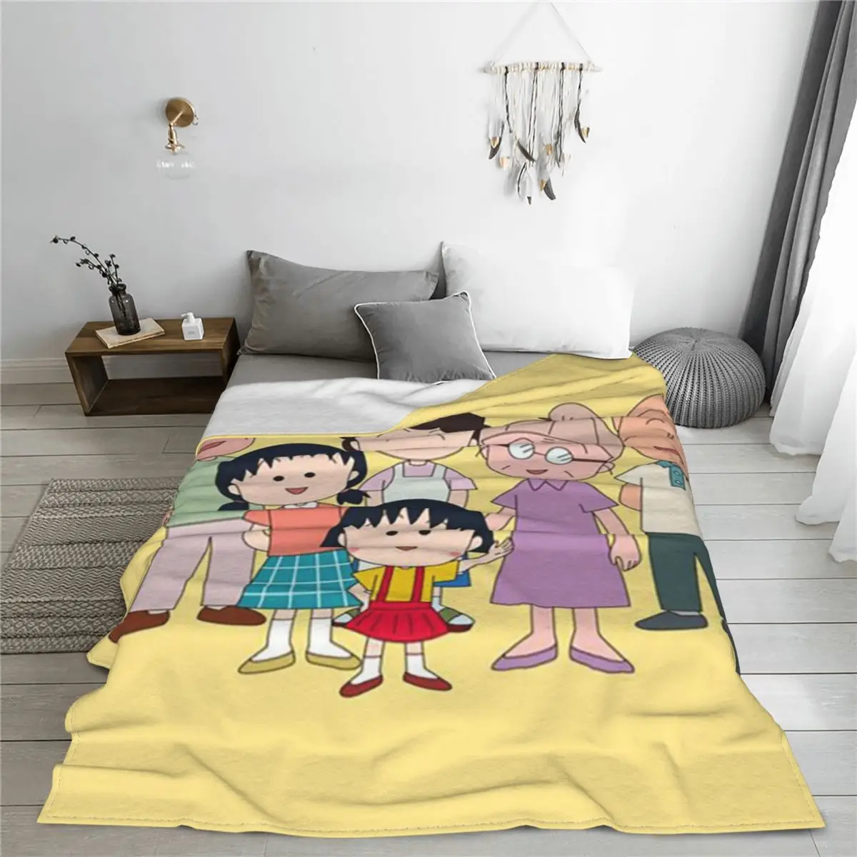 Chibi Maruko Chan Sakura Kyoko Knitted Blankets Cartoon anime cute Flannel Throw Blankets Sofa Personalised Lightweight Bedsprea