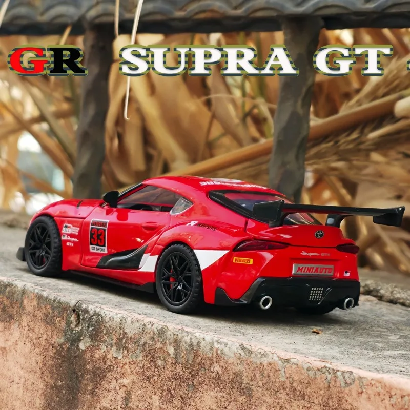 

Коллекционная модель суперкара Supra GT4 из сплава, масштаб 1/32, литая под давлением, со звуком и светом, миниатюрная машинка, подарок для парня