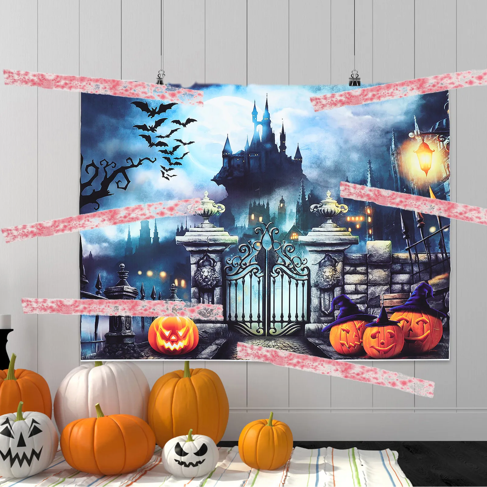 Bloody Gauze Warning Tape Halloween Bloody Cloth Strip Creepy Gauze Prop Spooky Halloween Party Decorations Horror Atmosphere
