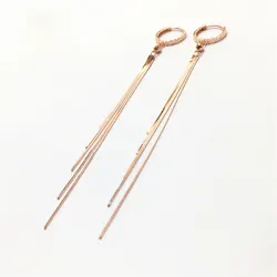 Light luxury Fashion 585 Purple Gold Earline Plated with 14K Rose Gold Soft Chain Long Tassel earrings for women Jewelry