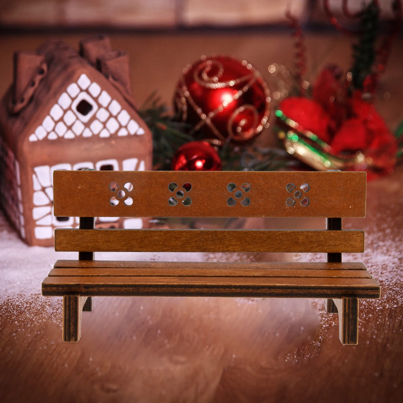 Wooden Park Bench Ornaments Miniature Retro Decor Small Size House Supplies Micro Landscape Bench Mini Garden Park Toy