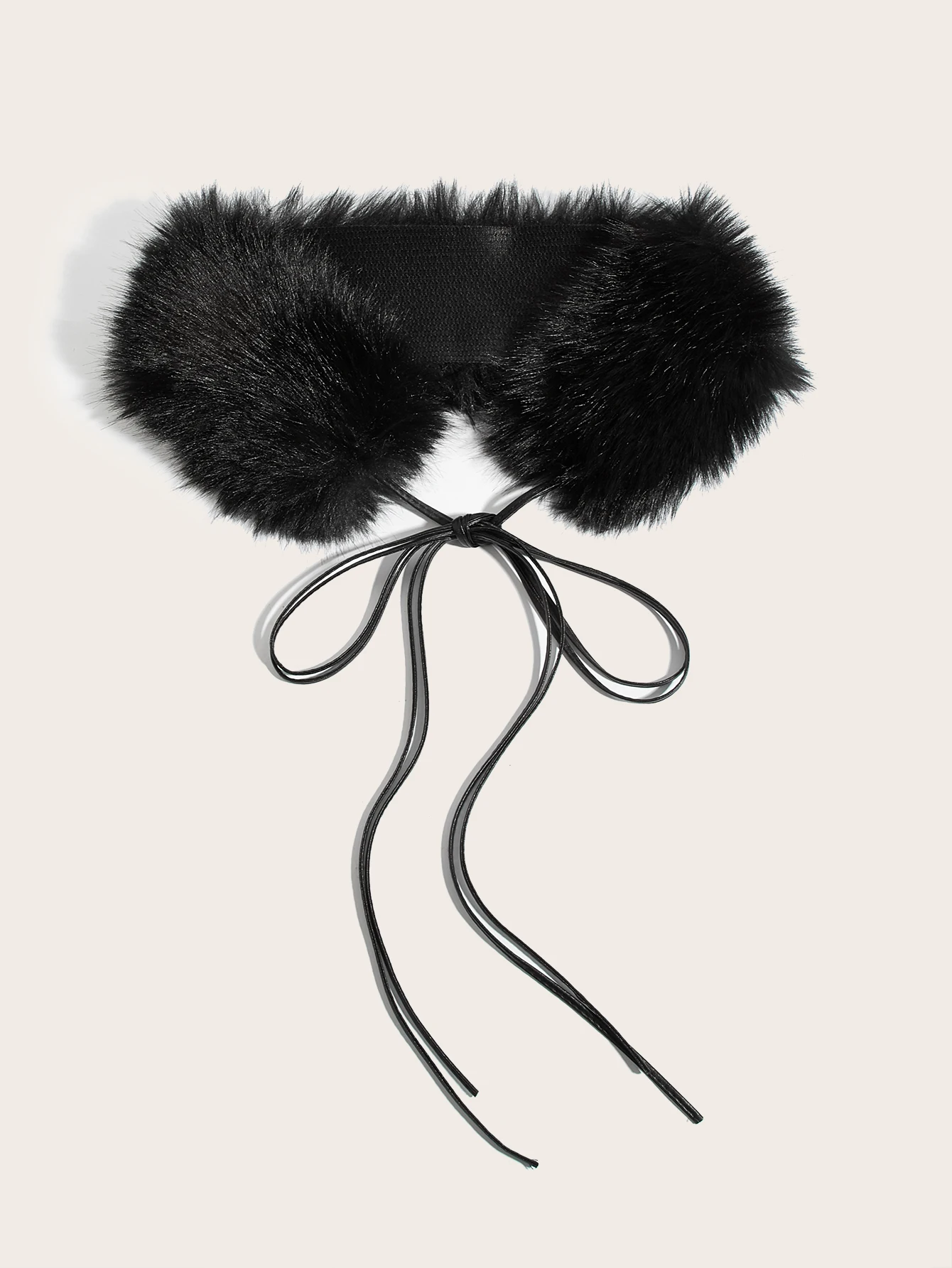 1Pc Women's Waist Rope Belt, Vintage Elegant Faux Fur Rope Belt, Black Plush Waist Rope Knotted Belt, Black Belt, Boho Belt, Belts Y2K, Fur Belt, Belt for Dress Women, Suitable for Pairing with Coats, Sweaters, Dresses, Pants, Suitable for Parties, Gatherings, School, Back-To-School Season, Halloween