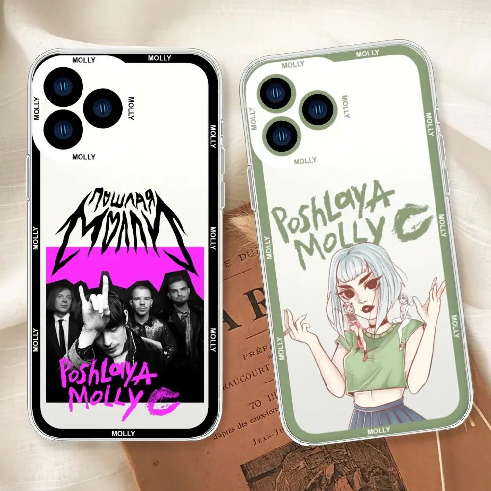 Poshlaya Molly Band Phone Case For iphone 11 12 13 14 15 Mini Plus Pro Max Transparent Shell