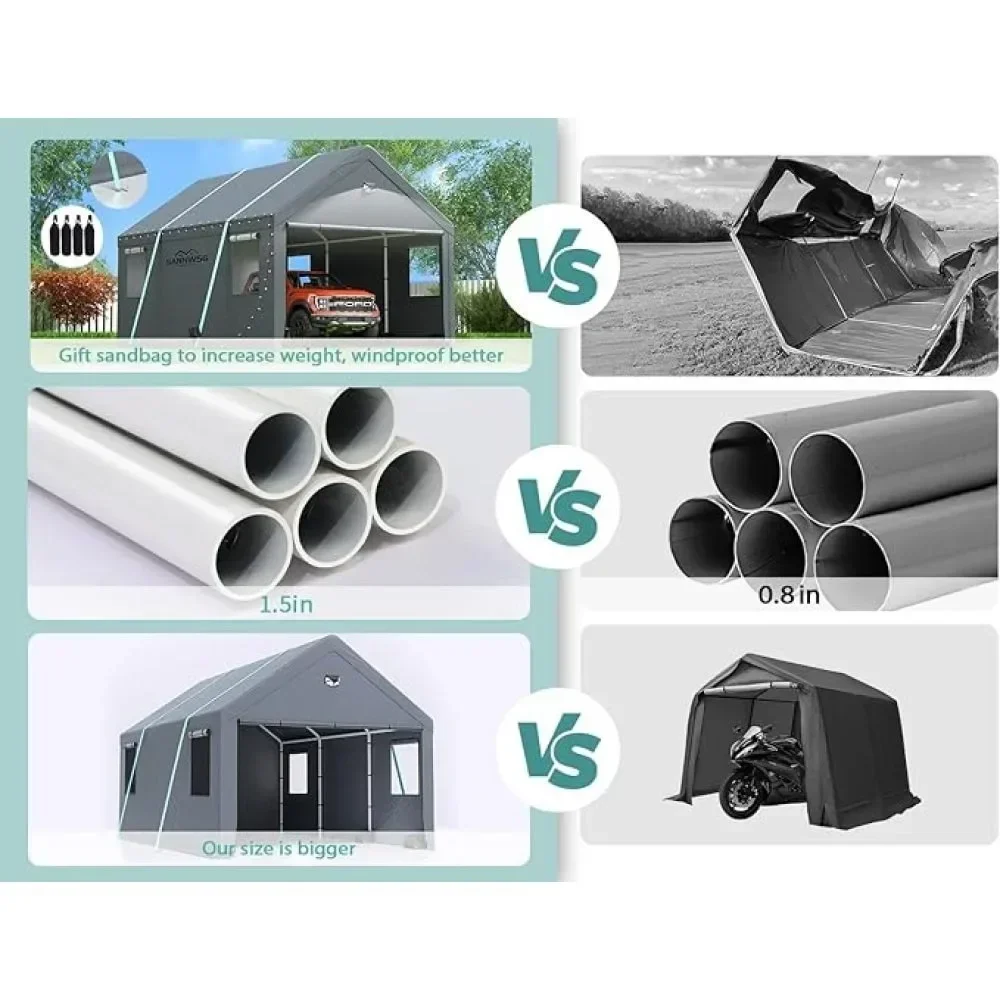 for Carport Canopy - Removable Roof &Side Walls for Car, SUV, Boats& Truck Shelter Logic Storage, Portable Car Tent Garage