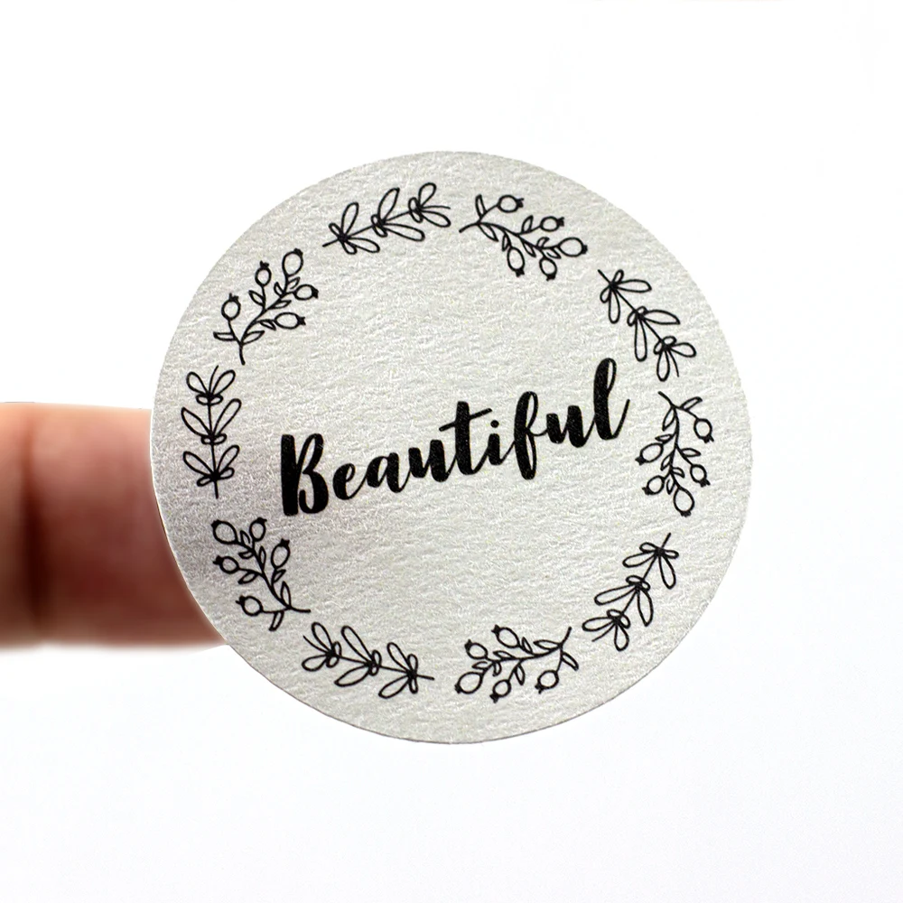 100pcs Private custom logo luxury label special paper adhesive texture sticker for candles perfume packages design