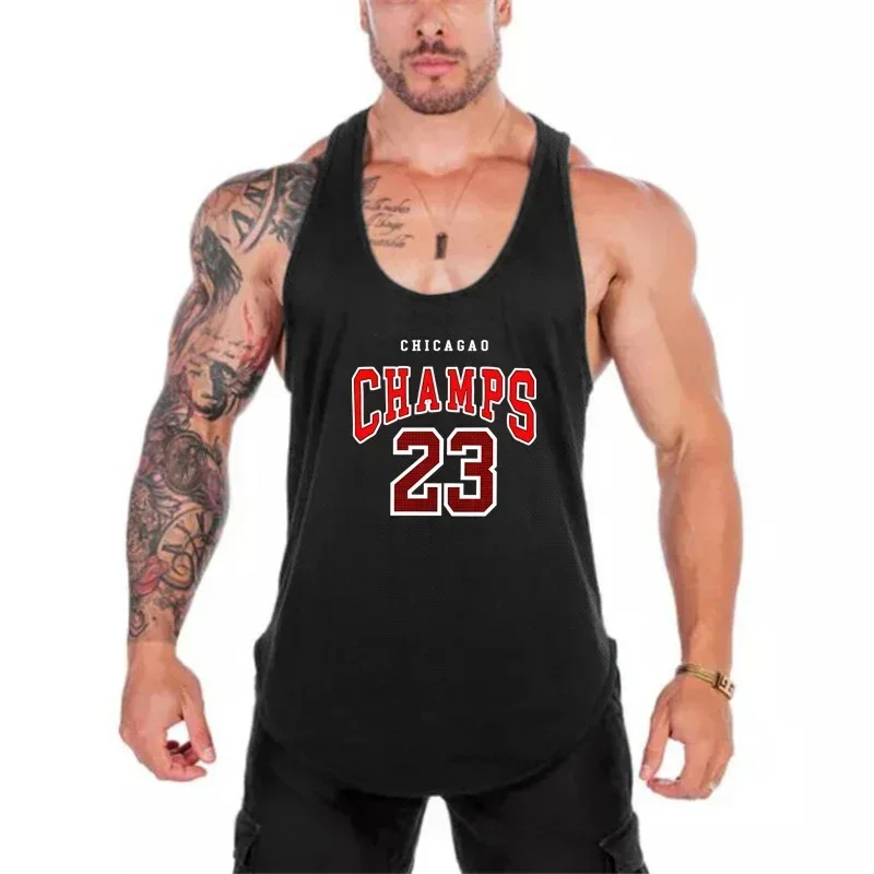 Chicago Champs 23 USA City Team Gym Tank Tops Mens Fitness Mesh Quick Dry Bodybuilding Shirt Workout Muscle Sleeveless Singlets
