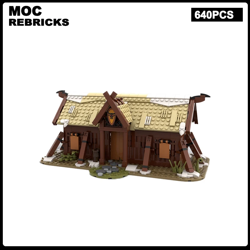 Mittelalterliche Serie Modulares Gebäude Mini Vintage Holzhaus Block MOC Longhouse Modell Technologie Ziegel Montageset Kinderspielzeug Geschenk