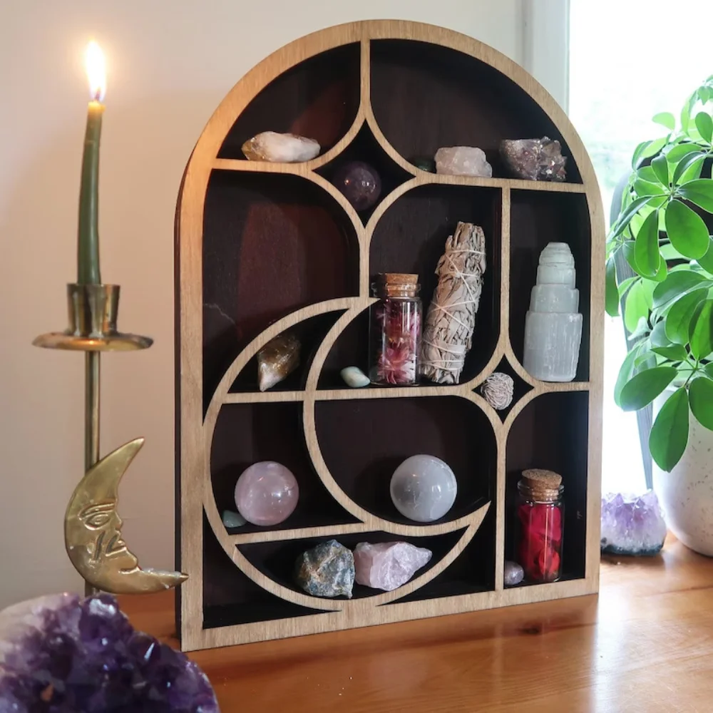 Moon Crystal Arch Crystal Shelf Star Moon Mushroom Arch Crystal Shelf Display Shelf Floating Shelves for Wall Home Decoration