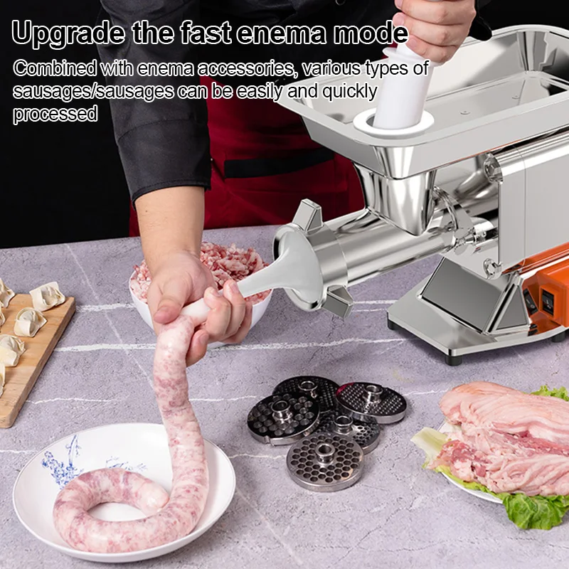 مفرمة اللحم التجارية بقدرة 1500 وات، قطاعة اللحوم SUS الألمانية 187 دورة في الدقيقة محرك نحاسي لملء سجق اللحوم المجمدة، متجر الجزار في المطاعم #2