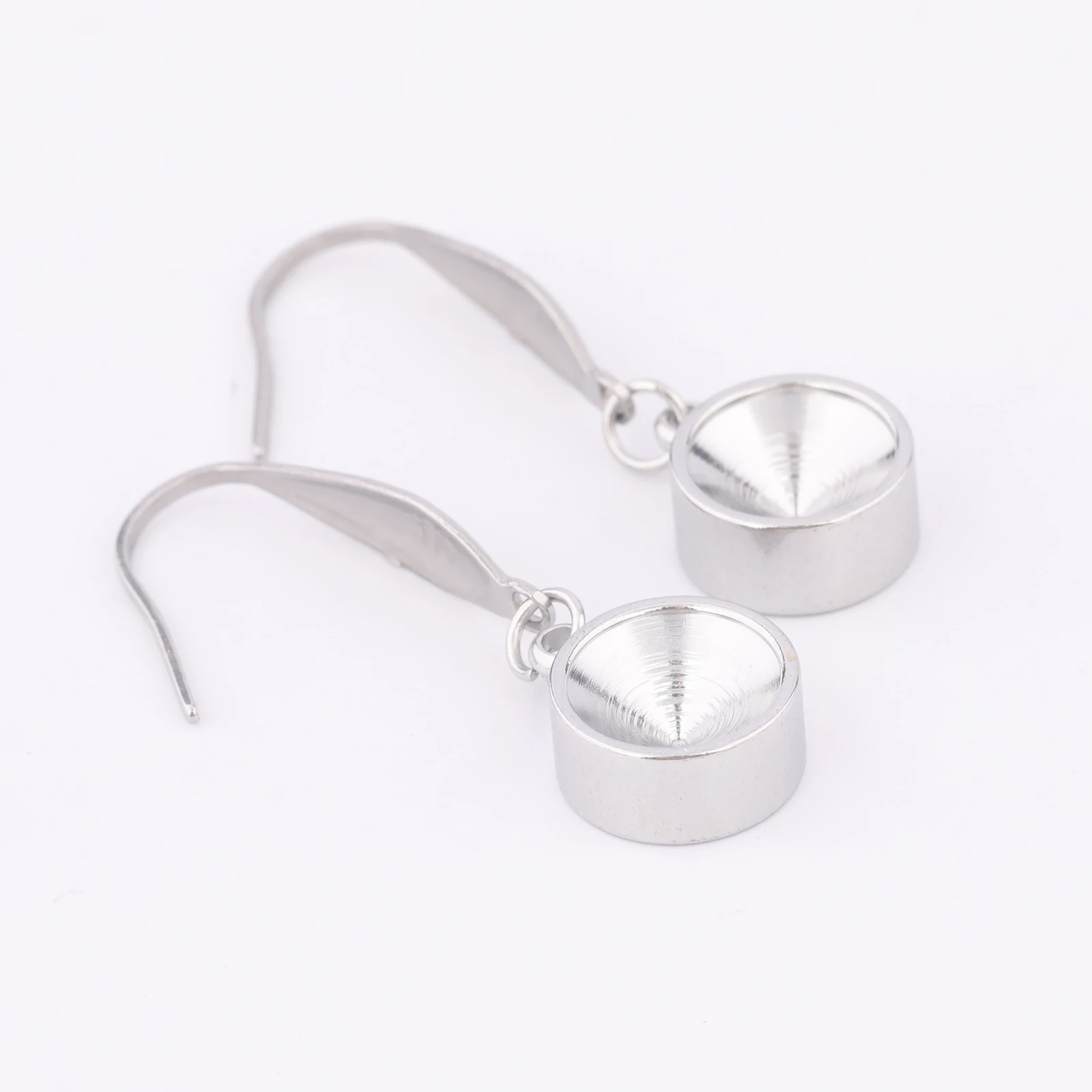 10pcs Stainless Steel Earring Setting Bezel Blanks For ss39 Pointback Stone Diy Ear Wire Hooks Findings For Jewelry Making