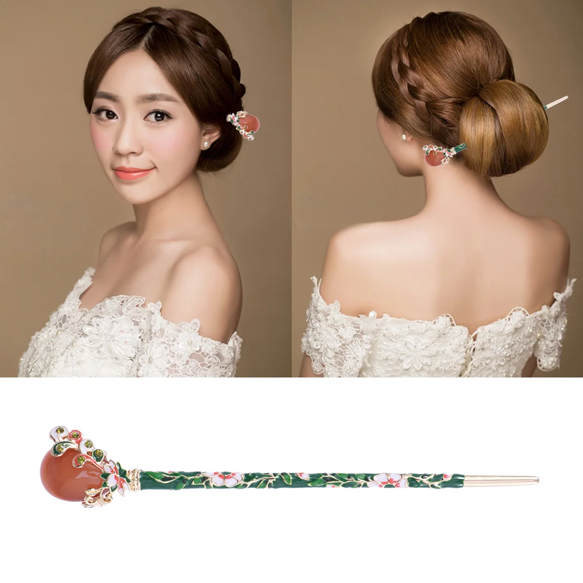 

2PCS Chinese Style Hairpin Vintage Accessories for Women Chignon Ancient Bun Sticks Elegant Hairstyle Tool