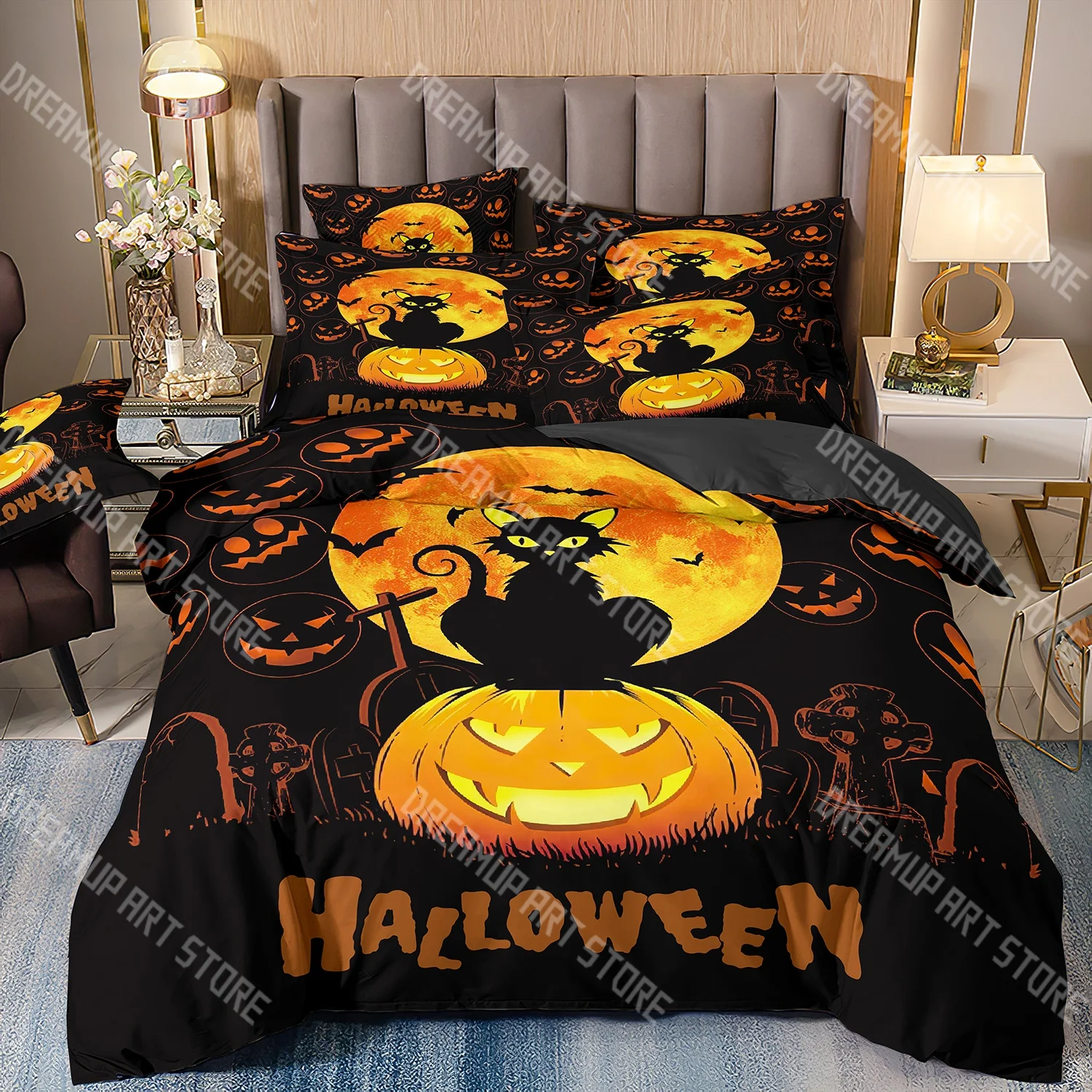 Duvet Cover Tree Halloween Horror Theme Comforter Cover Gothic Spooky Duvet Cover Teens Men Grey Tree Terror Home Decoration