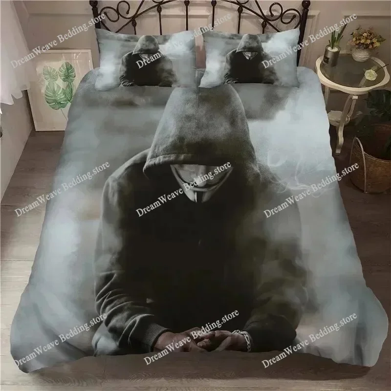 Anonymus with Mask Bedding Set Single Twin Full Queen King Size Bed Set Aldult Kid Bedroom Duvetcover Sets Bed Sheet Set 2025FQH