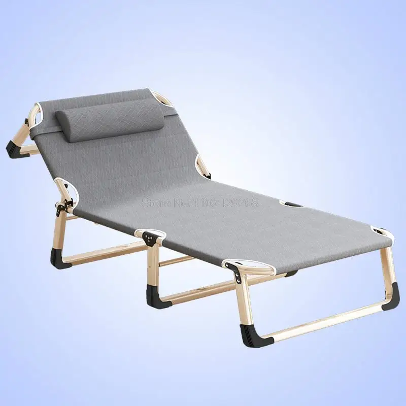 A Portable Folding Lounge Chair Home Office Nap Bed Outdoor Beach Bed Heavy Duty Padded Recliner Breathable and Comfortable