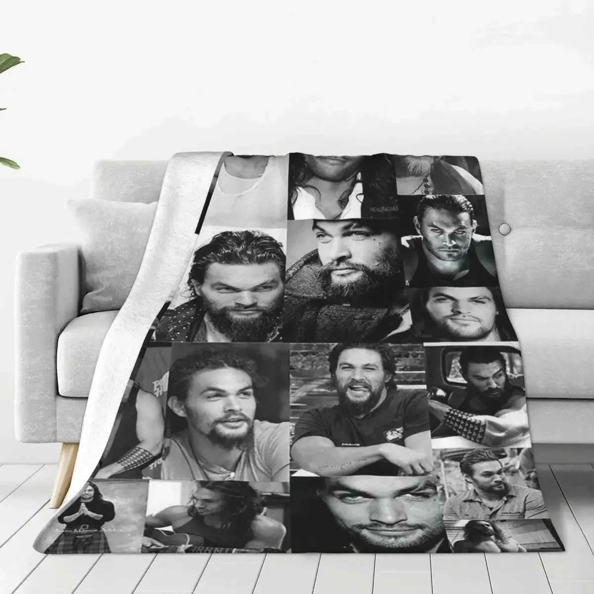 Jason Momoa Movie Actor Plaid Blankets Flannel Winter Star Art Collage Warm Throw Blankets for Home Couch Bedding Throws