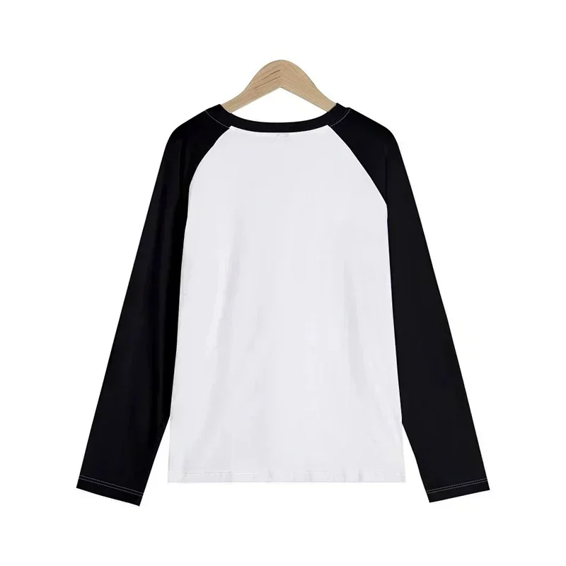 Heart Shape Composed of Pumpkin and Maple Leaves Print T Shirt Women's Raglan Long SleeveTshirt Casual Halloween T-Shirt Clothes