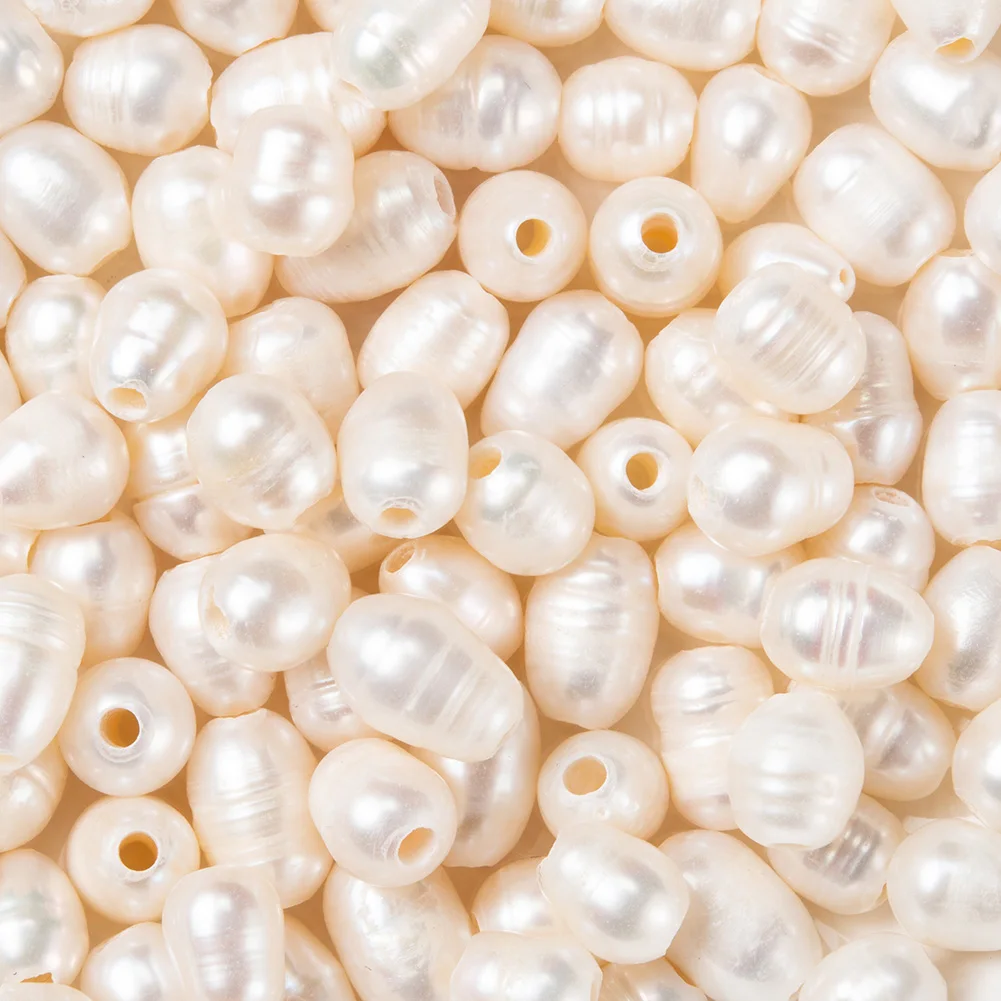 100pcs Natural Cultured Freshwater Pearl Beads Oval Summer Theme Beading for Bracelet Necklace DIY Jewelry Making Accessories