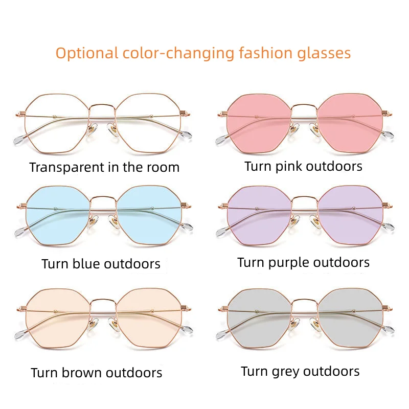 Photochromic Multiple Color Prescription Lenses Myopia Presbyopia Aspheric Resin