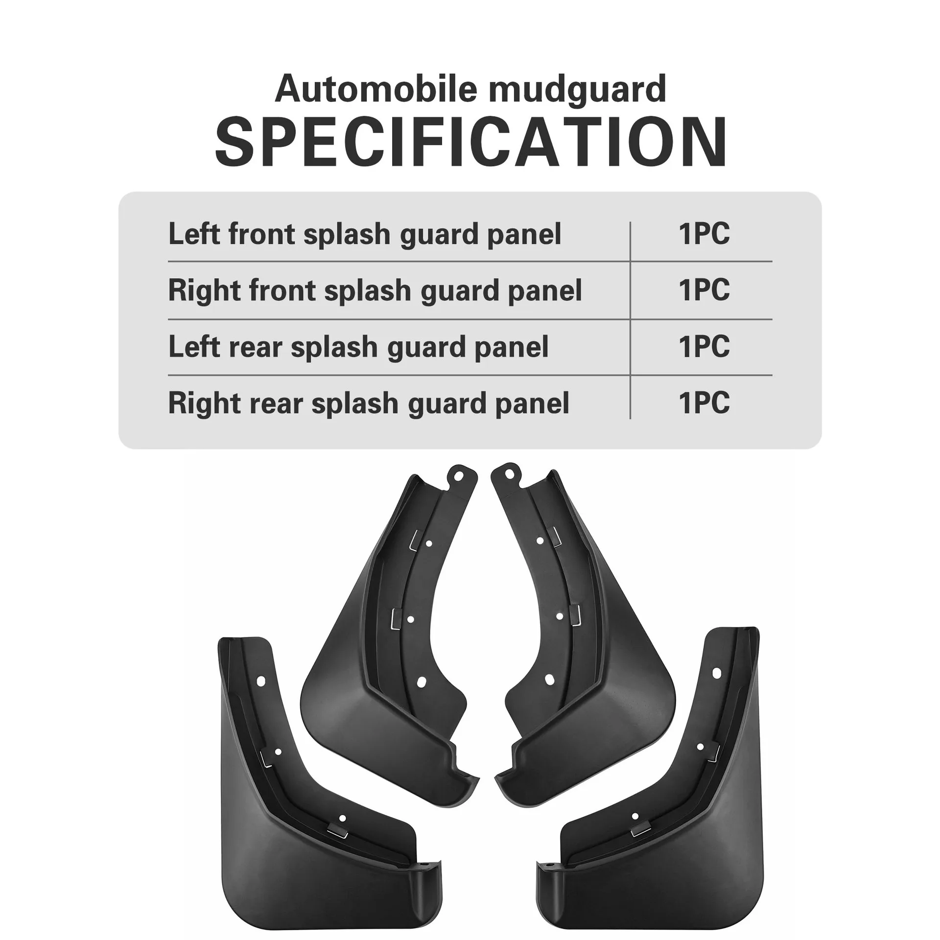 4 Stücke PP Schwarz Auto Klappen Spritzwassergeschützte Kotflügel für CHEVROLET TRAX 2024 Vorne Hinten Kotflügel Außenschutz Zubehör