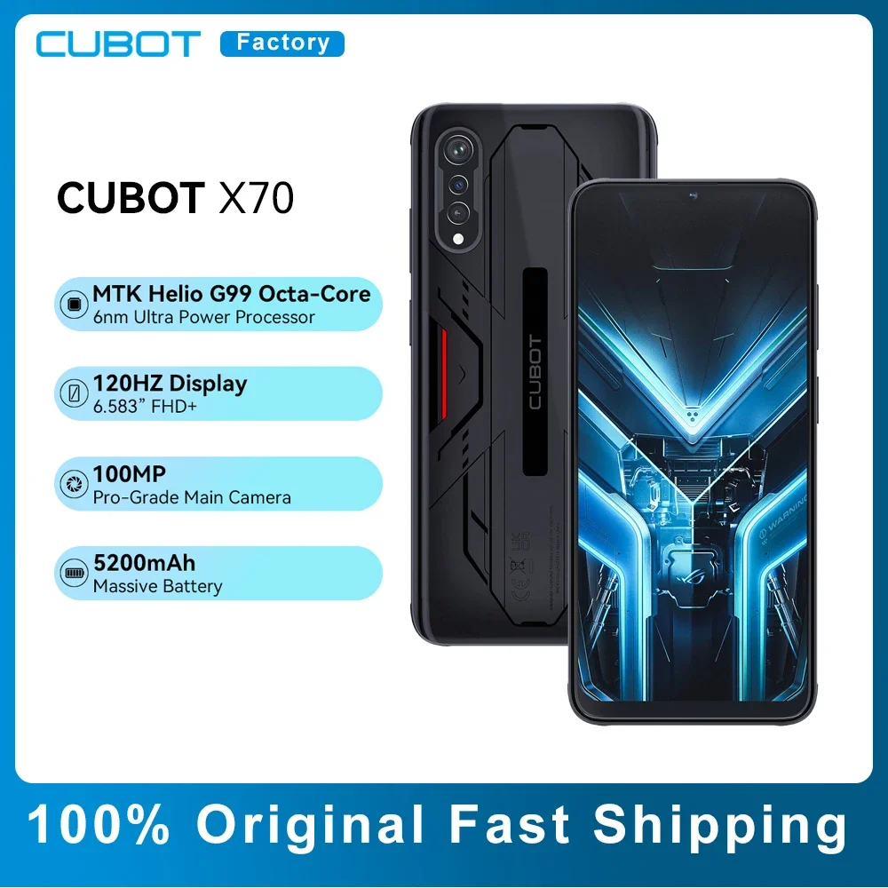 Cubot X70 inteligentny telefon Android 13 6.583 "ekran 120 Hz częstotliwość odświeżania Helio G99 24 GB + 256 GB 5200 mAh kamera 100 MP telefony komórkowe