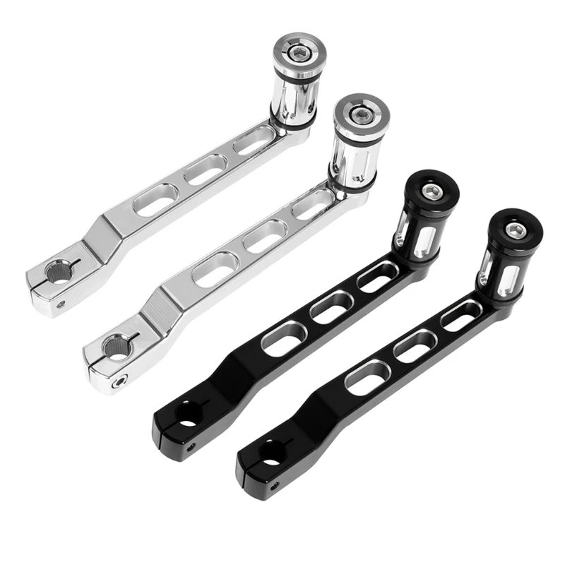 Machined Metal Motorcycle Shifter Lever Set, Front and Rear Replacement Pair with Rubber Grip Peg Detail for Maintenance