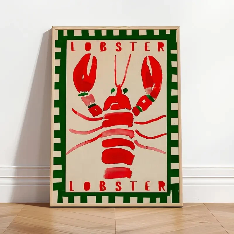 Mode Farbe Malerei Roten Hummer Wand Kunstdrucke Leinwand Malerei Poster Bild Für Wohnzimmer Bett Esszimmer Küche Zimmer Wohnkultur