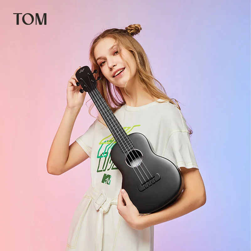 Ukelele de concierto TOM para niños adultos principiantes Ukelele de viaje de fibra de carbono de 23 pulgadas con kit para principiantes con bolsa, selección, correa y cuerdas.