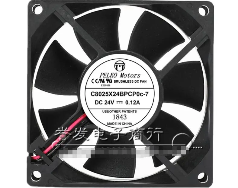 Pelko C8025X24BPCP0c-7 Dc 24V 0.12a 80X80X25Mm 2-draads Server Koelventilator